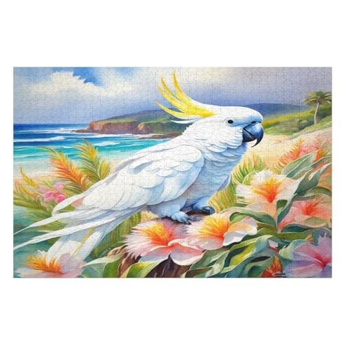 White Papagei 1000 Teile Puzzles Für Erwachsene,Holzpuzzle - Verringerter Druck Schwieriges Unmögliche Puzzle Für 12+ Kinder （75×50cm） von PPZYY