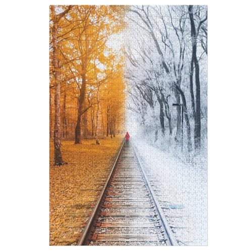 WinterHerbst Puzzle 1000 Teile, Holzpuzzle Herausforderndes Geschicklichkeitsspiel Für Die Ganze Familie, Kinder Erwachsenenpuzzle Ab 12 Jahren （78×53cm） von PPZYY