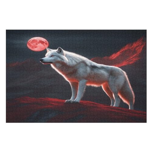 Wolf 1000 Teile Premium-Puzzles Für Erwachsene Kinder- Holzpuzzles Spaß Und Lernspiele - Perfekte Puzzle-Geschenke （75×50cm） von PPZYY