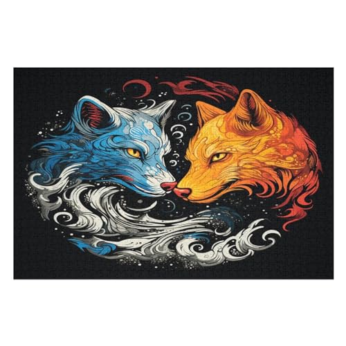 Wolf 1000 Teile Puzzles Für Erwachsene Holzpuzzle Familienpuzzlespiel Stressabbau-Puzzle Für Kinder Ab 12 Jahren （75×50cm） von PPZYY