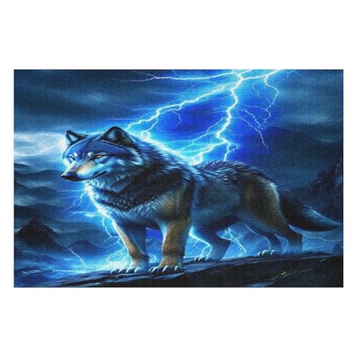 Wolf Holzpuzzle 1000 Teile, Knobelspiele Für Erwachsene, Teenager, Puzzles Unmögliche - Kinder Puzzle Zimmer Deko （75×50cm） von PPZYY