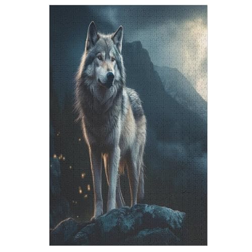 Wolf Holzpuzzle 1000 Teile, Knobelspiele Für Erwachsene, Teenager, Puzzles Unmögliche - Kinder Puzzle Zimmer Deko （78×53cm） von PPZYY