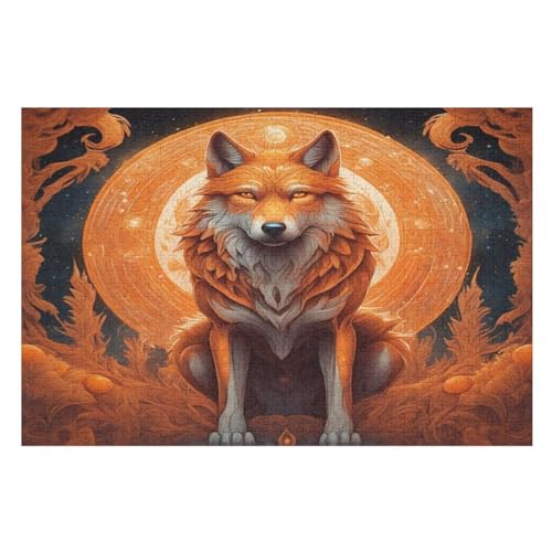 Wolf Holzpuzzle 1000 Teile Klassische Puzzles Erwachsene Kinder Puzzle DIY Kit Holzspielzeug Einzigartiges Geschenk （75×50cm） von PPZYY