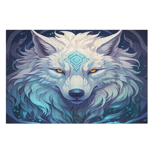 Wolf Holzpuzzle 1000 Teile Klassische Puzzles Erwachsene Kinder Puzzle DIY Kit Holzspielzeug Einzigartiges Geschenk （75×50cm） von PPZYY