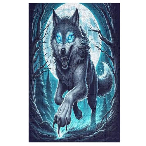 Wolf Holzpuzzle 1000 Teile Klassische Puzzles Erwachsene Kinder Puzzle DIY Kit Holzspielzeug Einzigartiges Geschenk （78×53cm） von PPZYY