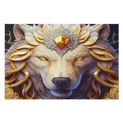 Wolf -Puzzle, 1000 Teile,Holzpuzzle Für Erwachsene Kinder, Lustiges Spielzeug, Denkspiel, Bildungsspiel, （75×50cm） von PPZYY
