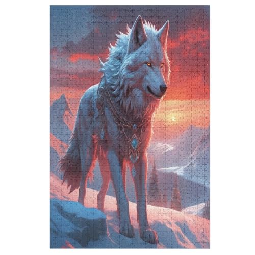 Wolf -Puzzle, 1000 Teile,Holzpuzzle Für Erwachsene Kinder, Lustiges Spielzeug, Denkspiel, Bildungsspiel, （78×53cm） von PPZYY