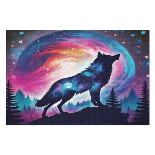 Wolf Puzzle 1000 Teile, Holzpuzzle Für Erwachsene Kinder, Impossible Puzzles, Geschicklichkeitsspiel Für Die Ganze Familie （75×50cm） von PPZYY
