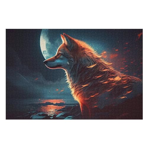 Wolf-Puzzle Für Erwachsene, 1000 Teile, Holzpuzzle, Kinderpuzzle, Dekompressionsspiel, Spielzeugpuzzle （75×50cm） von PPZYY