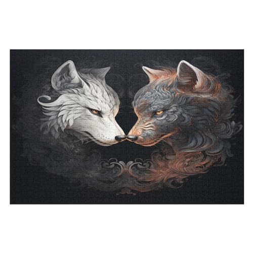 Wolf Puzzle Für Erwachsene 1000 Teile Premium Recyceltes Brett Zum Lernen, Lernspielzeug, Familienspiele Kinder Holzpuzzle （75×50cm） von PPZYY