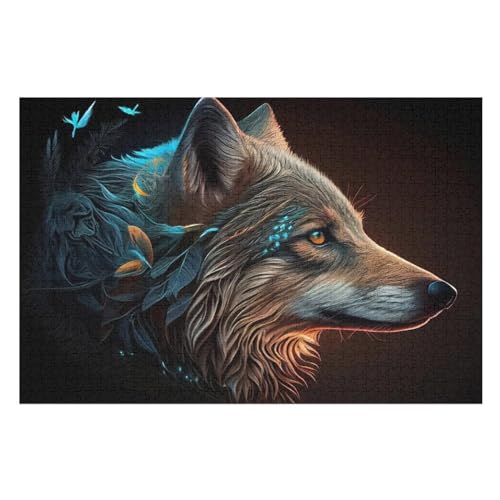 Wolf Puzzles 1000 Teile Erwachsener Kniffel Spaß Für Die Ganze Familie, Holzpuzzle Kinder Erwachsene, Impossible Puzzle Schwer （75×50cm） von PPZYY