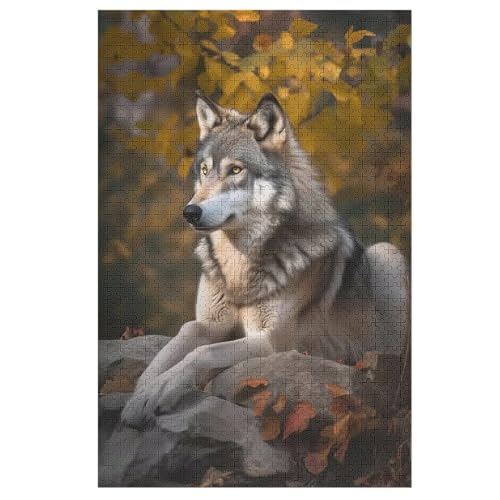 Wolf Puzzles 1000 Teile Erwachsener Kniffel Spaß Für Die Ganze Familie, Holzpuzzle Kinder Erwachsene, Impossible Puzzle Schwer （78×53cm） von PPZYY