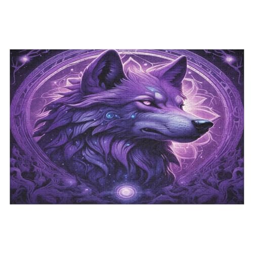 Wolf Puzzles 1000 Teile Für Jugendliche Kreatives Holzpuzzlespielzeug Familienspiel Schwierigkeitsgrad Herausforderungspuzzles （75×50cm） von PPZYY