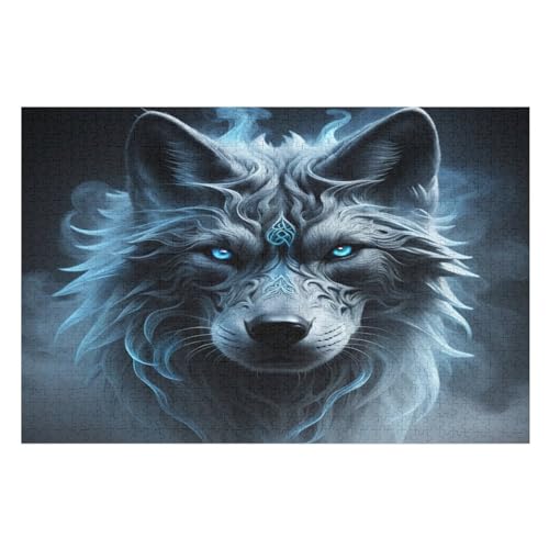 Wolf Puzzles Für Erwachsene, 1000-teiliges Holzpuzzle, Geeignet Für Kinder Ab 12 Jahren, Die Pädagogische Puzzle Lernen （75×50cm） von PPZYY