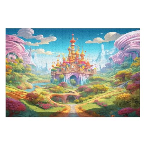 Wunderland Puzzles 1000 Teile Erwachsener Kniffel Spaß Für Die Ganze Familie, Holzpuzzle Kinder Erwachsene, Impossible Puzzle Schwer （75×50cm） von PPZYY