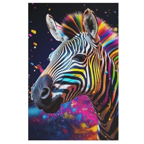 Zebra Holzpuzzle 1000 Teile Klassische Puzzles Erwachsene Kinder Puzzle DIY Kit Holzspielzeug Einzigartiges Geschenk （78×53cm） von PPZYY