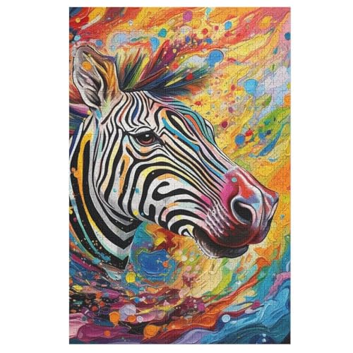 Zebra -Puzzle, 1000 Teile,Holzpuzzle Für Erwachsene Kinder, Lustiges Spielzeug, Denkspiel, Bildungsspiel, （78×53cm） von PPZYY