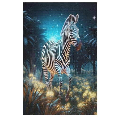 Zebra Puzzle Für Erwachsene 1000 Teile Premium 100% Recyceltes Brett Zum Lernen, Lernspielzeug, Familienspiele Kinder Holzpuzzle （78×53cm） von PPZYY