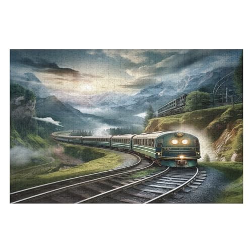 Zug -Puzzle, 1000 Teile,Holzpuzzle Für Erwachsene Kinder, Lustiges Spielzeug, Denkspiel, Bildungsspiel, （75×50cm） von PPZYY