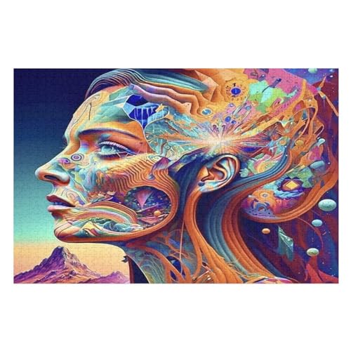 bunt Puzzles 1000 Teile Erwachsener Kniffel Spaß Für Die Ganze Familie, Holzpuzzle Kinder Erwachsene, Impossible Puzzle Schwer （75×50cm） von PPZYY