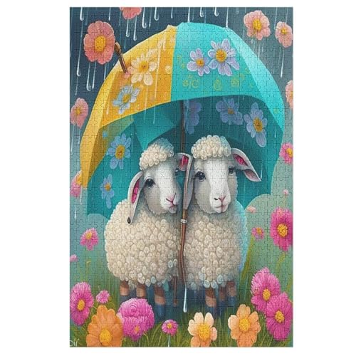 süß Schaf Puzzle Für Erwachsene 1000 Teile Premium 100% Recyceltes Brett Zum Lernen, Lernspielzeug, Familienspiele Kinder Holzpuzzle （78×53cm） von PPZYY