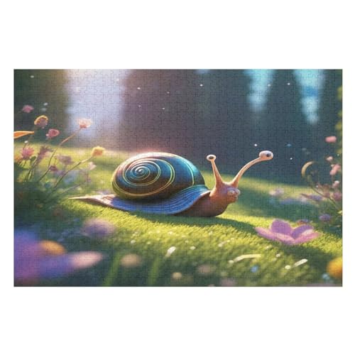 süße Schnecke Holzpuzzle - 1000 Teiliges Jigsaw Knobelspiel - Puzzle Für Erwachsene & Kinder - Outdoor & Reisespielzeug （75×50cm） von PPZYY