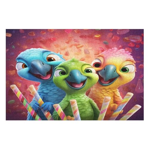 süßer Papagei Puzzle, Puzzles Für Erwachsene Kinder, 1000 Teile Holzpuzzle, Für Jugendliche Herausforderungsspielzeug （75×50cm） von PPZYY