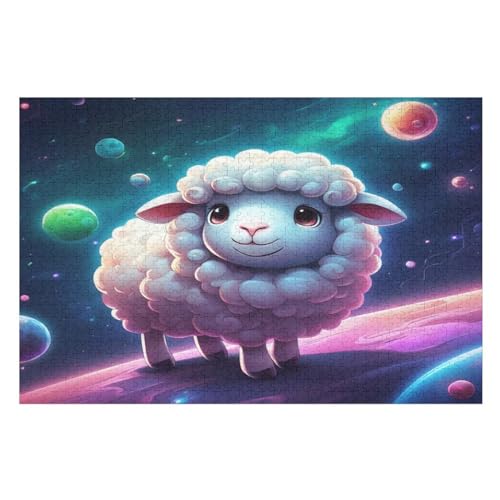 süßes Schaf Puzzle 1000 Teile, Holzpuzzle Herausforderndes Geschicklichkeitsspiel Für Die Ganze Familie, Kinder Erwachsenenpuzzle Ab 12 Jahren （75×50cm） von PPZYY