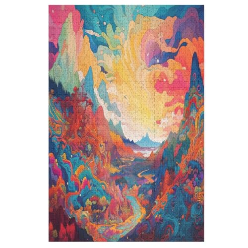 sychelische abstrakte Kunst Puzzle Für Erwachsene 1000 Teile Premium 100% Recyceltes Brett Zum Lernen, Lernspielzeug, Familienspiele Kinder Holzpuzzle （78×53cm） von PPZYY
