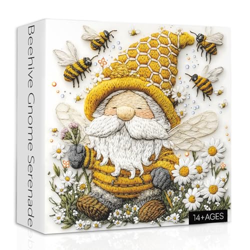 Bienenzwerg Puzzles für Erwachsene 1000 Teile, Stickerei Honigbiene Blumen Garten Puzzles, Frühlingswichtel Pflanzenpuzzle als Blumendekor Bienenzwerg Puzzles für Erwachsene 1000 Teile, Stickerei Honigbiene Blumen Garten Puzzles, Frühlingswichtel Pflanzenpuzzle als Blumendekor von PPuzzling