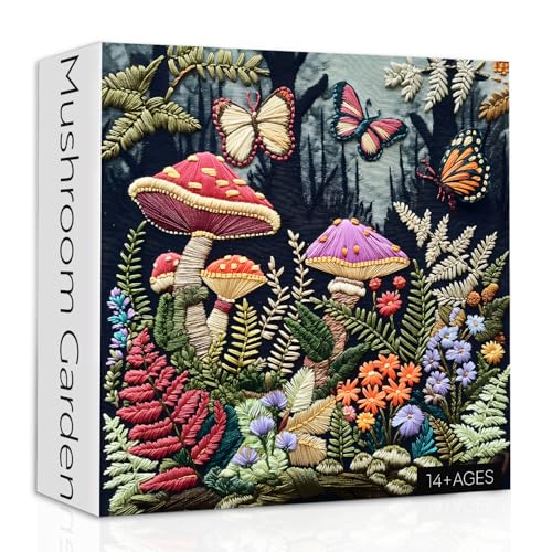 Pilzgarten Puzzles für Erwachsene 1000 Teile, Wald Pilz Schmetterling Puzzles, Blumen Natur Pflanze Stickerei Puzzle als Wohnkultur Pilzgarten Puzzles für Erwachsene 1000 Teile, Wald Pilz Schmetterling Puzzles, Blumen Natur Pflanze Stickerei Puzzle als Wohnkultur von PPuzzling