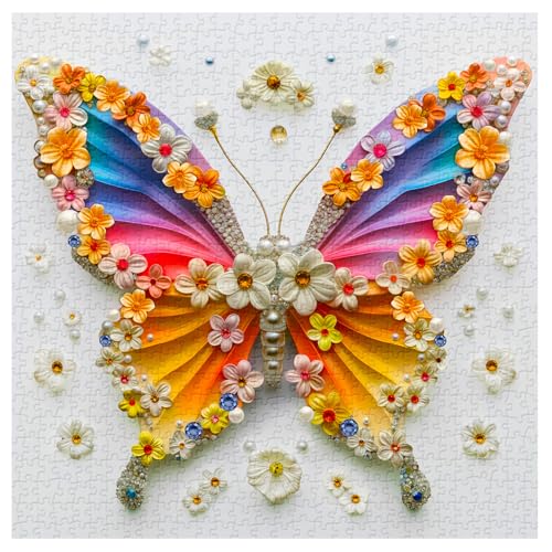 Regenbogen-Schmetterling-Puzzles für Erwachsene, 1000 Teile, Blumen-Schmetterlingsflügel, Puzzle, bunte Juwelen, Tierpuzzle als Heimdekoration Regenbogen-Schmetterling-Puzzles für Erwachsene, 1000 Teile, Blumen-Schmetterlingsflügel, Puzzle, bunte Juwelen, Tierpuzzle als Heimdekoration von PPuzzling