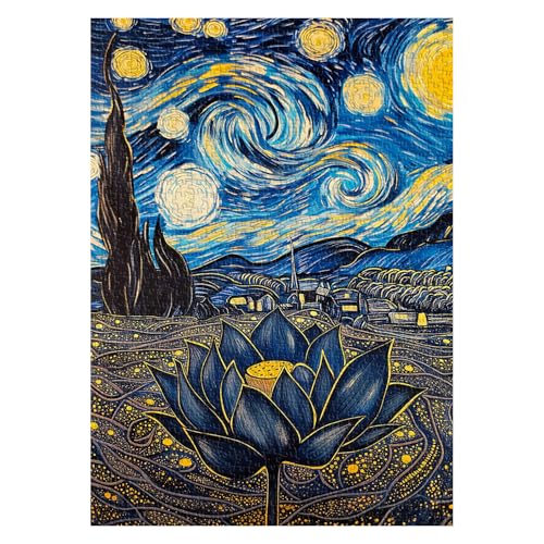 Sternennacht-Lotus-Puzzles für Erwachsene 1000 Teile, Van Gogh Blumen-Puzzles, Natur Lotus Floral Art Puzzle als Wohnkultur Sternennacht-Lotus-Puzzles für Erwachsene 1000 Teile, Van Gogh Blumen-Puzzles, Natur Lotus Floral Art Puzzle als Wohnkultur von PPuzzling