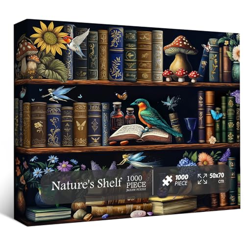 Vintage Bücherregal Puzzles für Erwachsene 1000 Teile, Retro Buch Blume Pilz Puzzles, Natur Bibliothek Bücherregal Floral Puzzle als Wohnkultur Vintage Bücherregal Puzzles für Erwachsene 1000 Teile, Retro Buch Blume Pilz Puzzles, Natur Bibliothek Bücherregal Floral Puzzle als Wohnkultur von PPuzzling
