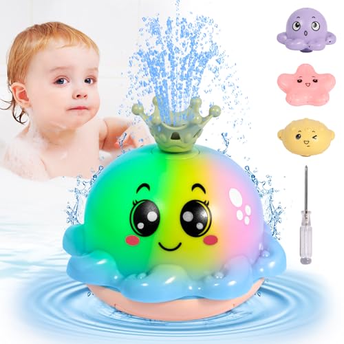 PQETBV Badewannenspielzeug Baby, Oktopus Badewanne Spray Wasserspielzeug, Kinder Oktopus Induction Automatischer Wasserstrahl Baby Badespielzeug, Baby Geschenk Spielzeug ab 1 2 3 4 Jahre (Blau) von PQETBV