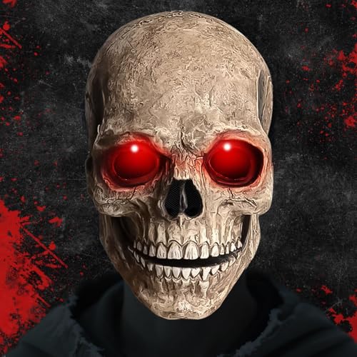 PQETBV Horror Maske Vollkopf Skelett Maske mit Beweglichem Kiefer, Halloween-Maske Kostüm Deko für Herren Damen Halloween Party Rollenspiele von PQETBV