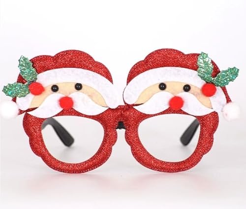 Weihnachtsbrillen, PQETBV 12 Stück Weihnachten Glitter Party Brille Frames Partybrille Weihnachtsbrille Kostümbrillen für Weihnachtsfeiern, Weihnachten Brillenrahmen für Deko Party von PQETBV