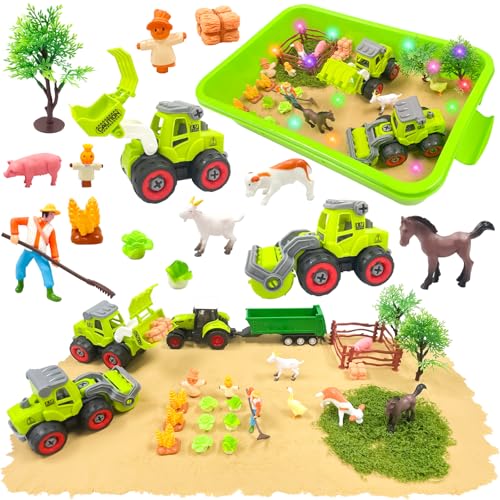 Bauernhof Kinetischer Sand Set, PQKL-Party Spielsand Sandspielzeug mit Toy Sand、Bauernhofspielzeugautos und Tierisches Spielzeug, Sensorisch Sandspielzeug für Alter 3 4 5 6 7+ Jahre Alt Bauernhof Kinetischer Sand Set, PQKL-Party Spielsand Sandspielzeug mit Toy Sand、Bauernhofspielzeugautos und Tierisches Spielzeug, Sensorisch Sandspielzeug für Alter 3 4 5 6 7+ Jahre Alt von PQKL-party