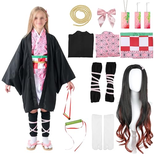 PQKL-party Nezuko Cosplay Kostüm Demon Cosplay Nezuko Kostüm Set Halloween Karneval Für Kinder144-155cm PQKL-party Nezuko Cosplay Kostüm Demon Cosplay Nezuko Kostüm Set Halloween Karneval Für Kinder144-155cm von PQKL-party