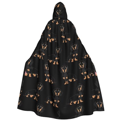Halloween-Kapuzenumhang mit Dackel-Weiner-Motiv, geeignet für Maskerade, Weihnachtsfeier, Cosplay-Kostüm Halloween-Kapuzenumhang mit Dackel-Weiner-Motiv, geeignet für Maskerade, Weihnachtsfeier, Cosplay-Kostüm von PQruop