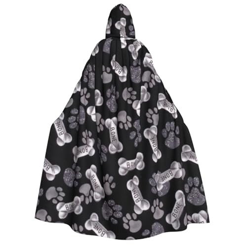 Halloween-Kapuzenumhang mit Hundepfotenabdruck, Hexenumhang, geeignet für Maskerade, Weihnachtsfeier, Cosplay-Kostüm von PQruop