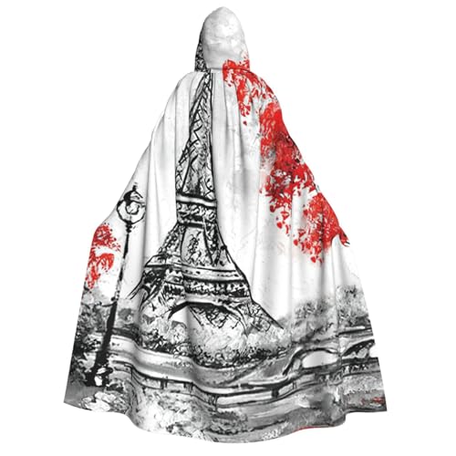 Halloween-Kapuzenumhang mit Paris-Druck, Hexenumhang, geeignet für Maskerade, Weihnachtsfeier, Cosplay-Kostüm von PQruop