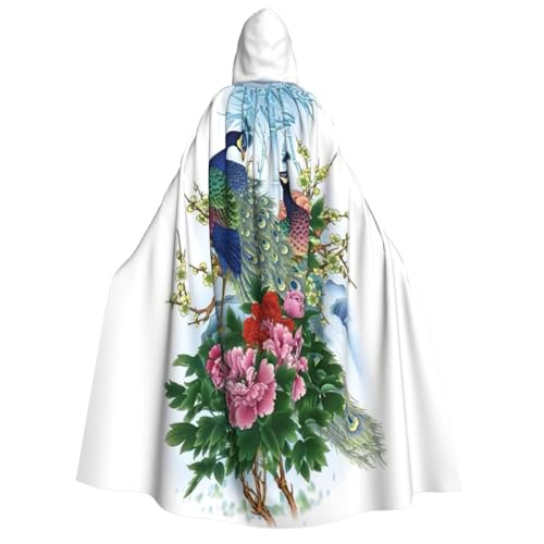 Halloween-Kapuzenumhang mit Pfauenmuster, Hexenumhang, geeignet für Maskerade, Weihnachtsfeier, Cosplay-Kostüm von PQruop