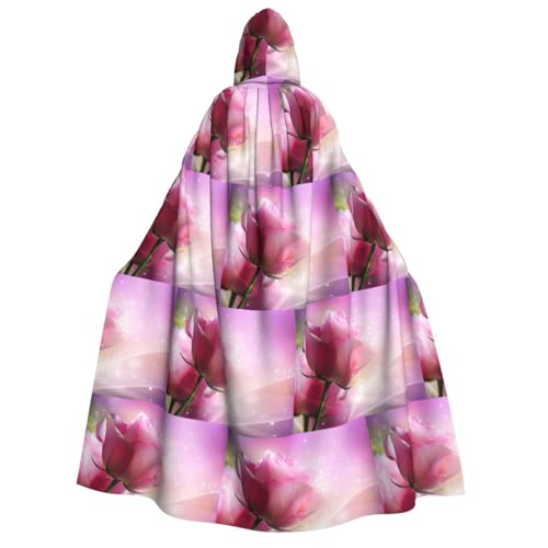Halloween-Kapuzenumhang mit rosa Rosen, Hexenumhang, geeignet für Maskerade, Weihnachtsfeier, Cosplay-Kostüm Halloween-Kapuzenumhang mit rosa Rosen, Hexenumhang, geeignet für Maskerade, Weihnachtsfeier, Cosplay-Kostüm von PQruop