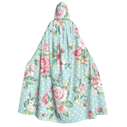 Halloween-Kapuzenumhang mit rosa Rosen, Hexenumhang, geeignet für Maskerade, Weihnachtsfeier, Cosplay-Kostüm Halloween-Kapuzenumhang mit rosa Rosen, Hexenumhang, geeignet für Maskerade, Weihnachtsfeier, Cosplay-Kostüm von PQruop