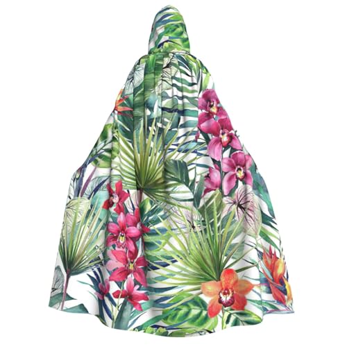 Halloween-Kapuzenumhang mit tropischen Pflanzen, Hexenumhang, geeignet für Maskerade, Weihnachtsfeier, Cosplay-Kostüm von PQruop