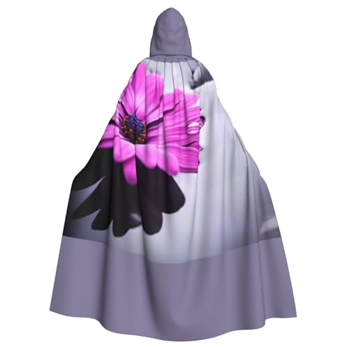 Halloween-Kapuzenumhang mit violettem Blumendruck, dekorativer Umhang für Partys, Cosplay und Festivals von PQruop