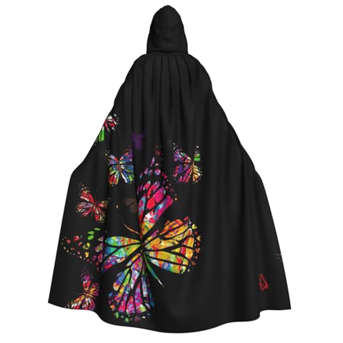 Hübscher Schmetterlings-Druck, Halloween-Kapuzenumhang, geeignet für Maskerade, Weihnachtsfeier, Cosplay-Kostüm von PQruop