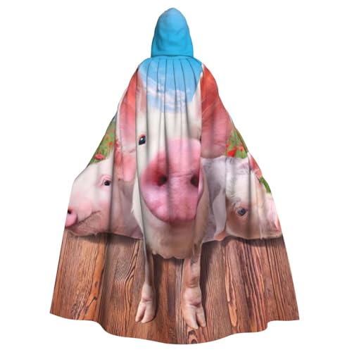 Lustiger süßer Schweine-Aufdruck, Halloween-Kapuzenumhang, dekorativer Umhang für Partys, Cosplay und Festivals von PQruop