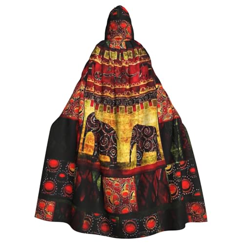 PQruop Afrikanischer Elefanten-Patchwork-Druck, Halloween-Kapuzenumhang, dekorativer Umhang für Partys, Cosplay und Festivals PQruop Afrikanischer Elefanten-Patchwork-Druck, Halloween-Kapuzenumhang, dekorativer Umhang für Partys, Cosplay und Festivals von PQruop